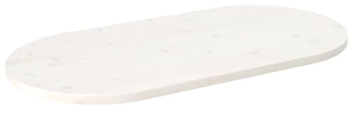 vidaXL Piano Tavolo Bianco 90x45x2,5cm in Legno Massello di Pino Ovale