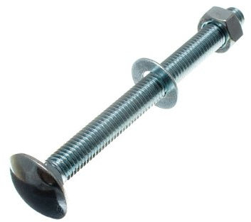 10 X M8 Coach Carriage Bolts 8MM x 90MM + Hex Nuts BZP