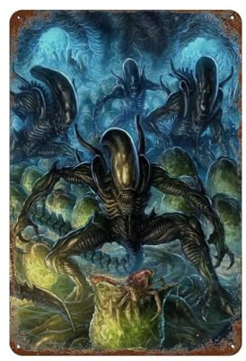 KSOXDAITIP Póster de película Alien Hive Awakening para decoración de pared, póster de metal moderno para decoración del hogar, póster de metal, decoración del hogar, bar, tienda, letrero vintage,