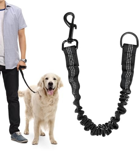 Elastische Hundeleine Ruckdämpfer für Hunde Leine - Nylon-Kurzleine mit Reflektorgarn, Dämpfung beim Fahrradfahren, für mittlere und große Hunde (2.5 * 42cm)