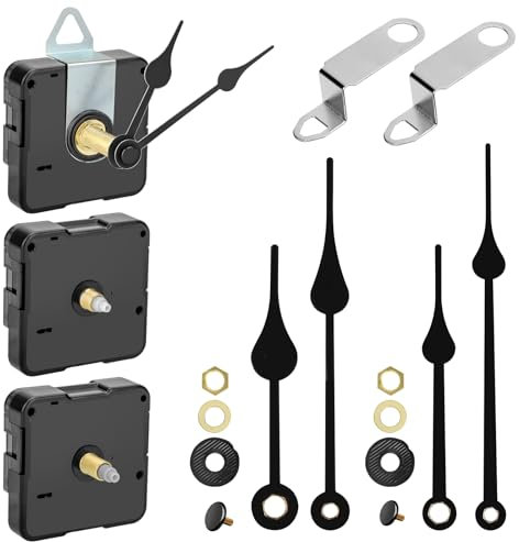 EEEKit Quartz Clock Mechanism, 3PCS Silent Clock Movement with 3 Set Hands for DIY Wall-clocks Motor Replacement Repair Parts