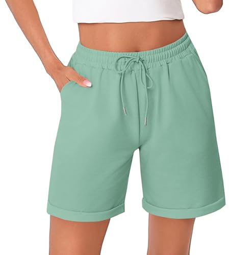 Litherday Shorts dam, korta byxor, dam, sportbyxor, korta bomull, sportshorts, sommar, joggingbyxor, träningsbyxor med fickor för fitness, löpning, gym