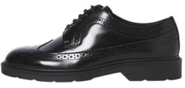JACK & JONES Jfwdax Leather Brogue Styd, Black, 44 EU, Negro, 44 EU