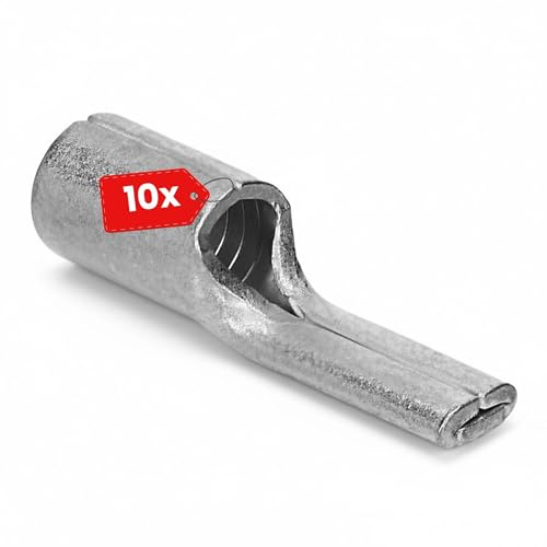 Kalitec 10x Stiftkabelsko 16 mm² i Oisolerad Koppar - Förtennad Pennform | Högledande dorntyp för batterikabel, 28 mm längd med 5,9 mm innerdiameter, temperaturbeständig upp till 150 °C