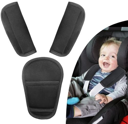 Voiture Protège Ceinture de Sécurité Coussin 3 Pièces Coussin Ceinture de Sécurité Amovible Poussette pour Bébé Protège Ceintures pour Adultes et Enfants Protéger Cou Epaules