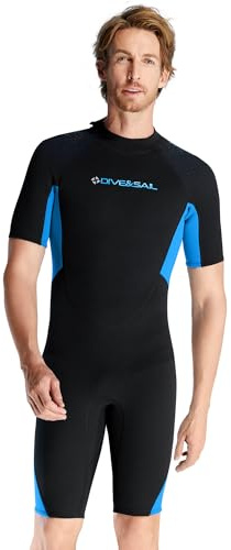 Kurze Neoprenanzüge für Herren 3mm Neopren Tauchanzug Rückenverschluss Kurzarm für Tauchen Schnorcheln Surfen und Schwimmen 2XL Größe Schwarz