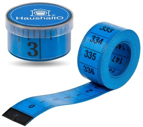 2 in 1 - Maßband 150 cm - Präzises Messen - Schneidermaßband cm + INCH Massband - Aufbwahrungsbox (Blau)
