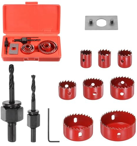 Set di seghe a tazza da 19 – 64 mm, per legno, 11 pezzi, set di punte a tazza in acciaio al carbonio, cerchio per fori precisi in legno tenero, piastra in PVC, accessorio per sega a tazza