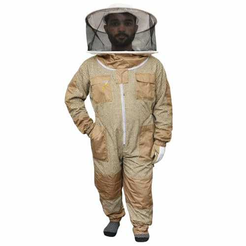 URBANSBEE Tuta Apicoltore ventilata con cappello tondo e Ampie Tasche - Abbigliamento Protettivo per Apicoltura, uomo donna, Anti-Punture api, Tessuto traspirante