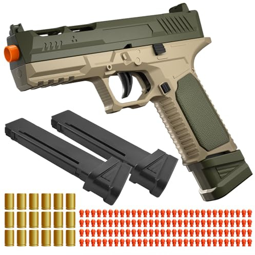 Soft Bullet Toy Gun with Shell Ejecting,Realistic Toy Gun Pistol with 120 Soft Bullets,18 Shells,and 2 Magazines, Christmas Birthday Gifts for Boys Girls Kids & Adults Age 8+(Green)