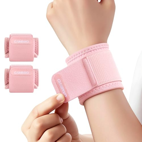 CAMBIVO Wrist Supports (2 Pack) for Pain Relief & Carpal Tunnel – Adjustable Compression Wrist Wraps for Weightlifting, Typing & Daily Support – Breathable Wrist Straps for Gym, Office & Night Use
