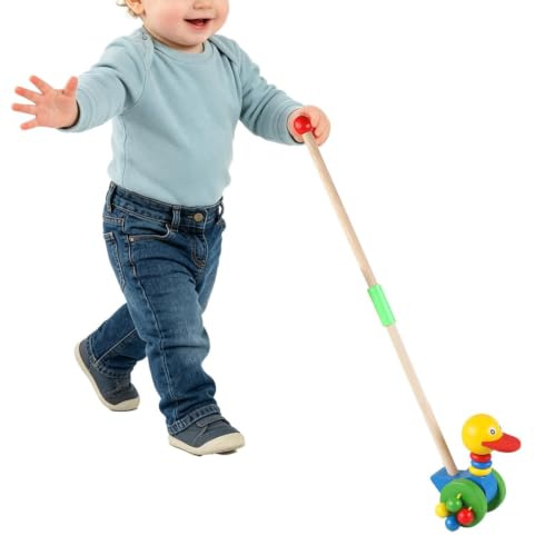 Carrello Primi Passi Spingere Giochi Educativi Animali da Trainare | Giocattoli Didattici Trainabili Con Bastone Da Bambini Per Bambini E Bambine, Giardino E Compleanno