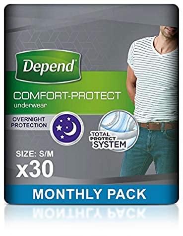 Depend Comfort Protect Incontinence Pants for Men, Small/Medium, 30 Pants