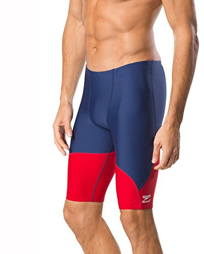 Speedo Spark Splice - Costume a pantaloncino, da uomo, Uomo, Costume da bagno, Spark Splice Jammer, Navy/Red, 34