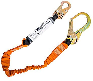 Portwest Línea De Amarre Sencilla 140Kg Con Absorbedor, Color: Negro/Naranja, FP74K1R