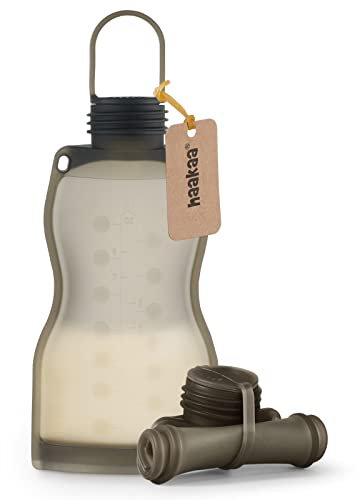 haakaa Silikon-Milch-Aufbewahrungstasche, wiederverwendbare Muttermilchbeutel zum Stillen, lebensmittelechtes Silikon, BPA-frei, 260 ml (2 Stück)