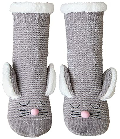 ZFSOCK Calze Pantofole Donna Antiscivolo: Invernali Termiche Calzini Divertenti Fantasia Animale Modello Per Donna Mamma Natale Regali Capodanno 1 Paio
