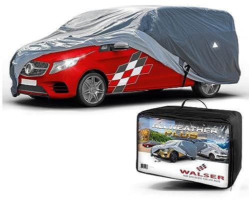 WALSER Premium Abdeckplane Auto All Weather Plus, Abdeckplane wasserdicht, Bus Abdeckplane, Transporter Abdeckplane Größe 13, kompatibel mit VW T4/T5/T6, Ford Tourneo, Opel Vivaro, Mercedes Vito/Viano