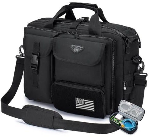 Stypos Tactical Messenger Bag, 15.6/17.3 Inch Tactical Briefcase for Man Military Laptop Bag Messenger Shoulder Bag (Black)