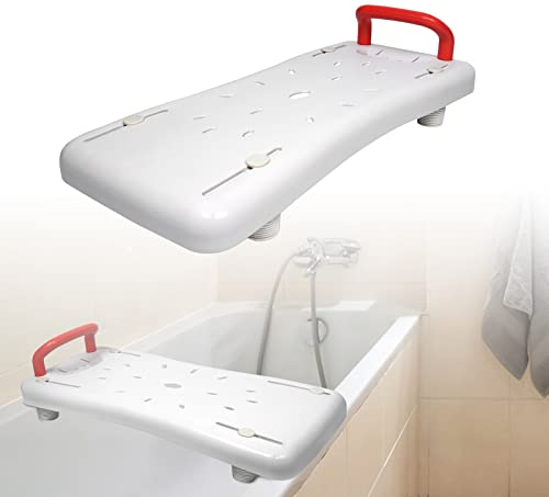 LARS360 LARS-(HAG1337R) Planche de baignoire réglable pour adulte et personnes âgées, charge maximale 150 kg, avec poignée, blanche