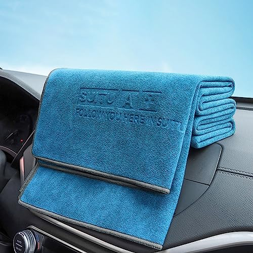 SPORTARC Serviette de séchage en peau de chamois + polaire corail pour voiture, chiffon de nettoyage absorbant 35 x 75 cm