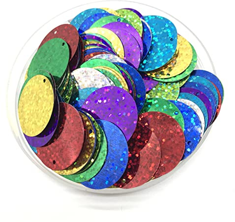 CONVOW 200 Stück 20 mm Bunte große Pailletten mit 1 seitlichen Löchern, PVC, rund, lose Pailletten, Nähen, Basteln, DIY, Scrapbooking, Anhänger
