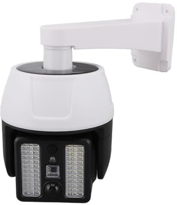 Cámara de Seguridad Falsa con Energía Solar, Cámaras de Vigilancia Simuladas con Luz LED Roja Intermitente y Sensor de Cuerpo Humano, Cámara Domo Falsa con Control Remoto