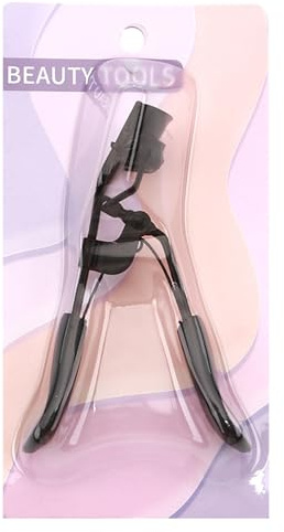 ulafbwur Rizador de pestañas de efecto de larga duración, mango ergonómico con cepillo, decoración de corazón, gran angular, resorte elástico, rebote automático, portátil, acero inoxidable C