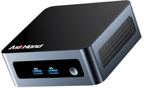 AskHand Mini PC AMD Ryzen 7 5700U (8 Core 16 Thread, bis zu 4,3 GHz) 16 GB DDR4 RAM 512 GB PCIE SSD, Windows 11 Pro/WiFi 6 /BT-5.2 /USB*4 /USB-C /2*HDMI, 4K@60Hz Dreifache gleichzeitige Anzeige