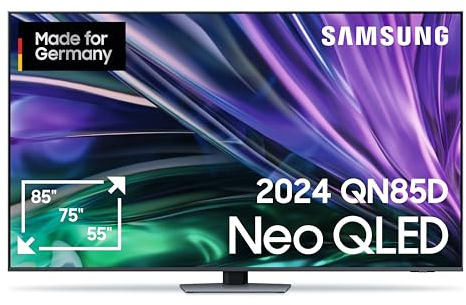 Samsung Neo QLED 4K QN85D UHD Fernseher 85 Zoll (214 cm), NQ 4K AI Gen2 Prozessor, HDR Mini LED TV, AI Upscaling, Smart TV, Dolby Atmos Sound, Gaming Hub, Motion Xcelerator 120Hz, Knox Security