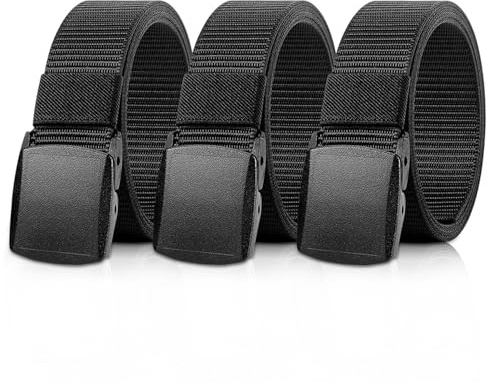 Ketoviss 3PCS Work Belts for Men and Women, Unisex Nylon Canvas Belt Men, Adjustable Outdoor Fabric Belt with Plastic Buckle Suitable for Work and Travel