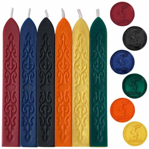 6PCS Sealing Wax Candle, Wax Seal Stick with Wick for Making Gift Wrapping Wedding Invitation Envelope Thanks Card Seals (Retro Deep Colors Series)