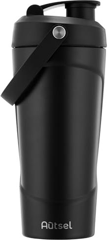Autsel 750ml Shaker Proteine in acciaio inox, Bottiglia per shaker per proteine, per frullati proteici e frullati sostitutivi dei pasti, senza BPA
