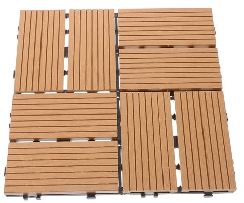 Lurrose Wood Plastic Floor Tiles Garden Flooring Interlocking Decking Self-assemble Sturdy Weatherproof Decorative Tiles
