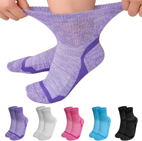 LOFIR Calzini Diabetici da Donna in Bambù: Calze Corti Senza Elastico Senza Cucitura da Uomo - Calzetti Caviglia Extra Larghe per Anziani Gravidanza Piedi Gonfi 5 Paia Multicolore 35-38