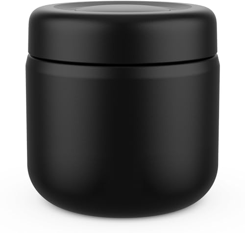 WayEee Food Flask,Durable Stainless Steel Food Flasks for Hot Food, 385ml Leak-Proof Soup Flask for 5 Hours Hot & 7 Hours Cold(Black)