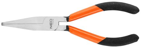 NEO TOOLS Pinza piatta da 160 mm, robusta struttura in acciaio al carbonio CS, manico sottile in PVC, pinza di precisione per elettronica e montaggio (160 mm)