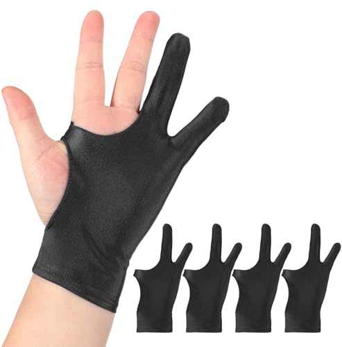 sourcing map 4pcs Artist Drawing Glove, Breathable Graphics Painting Glove with Two Fingers for Right Left Graphic Digital Tablet Paper Sketching (Size S), Black