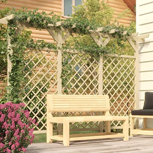 Genérico Valla de jardín con pérgola Madera Pino impregnada 300x50x200cm,Bricolaje,Vallas de jardín,Celosía-318417