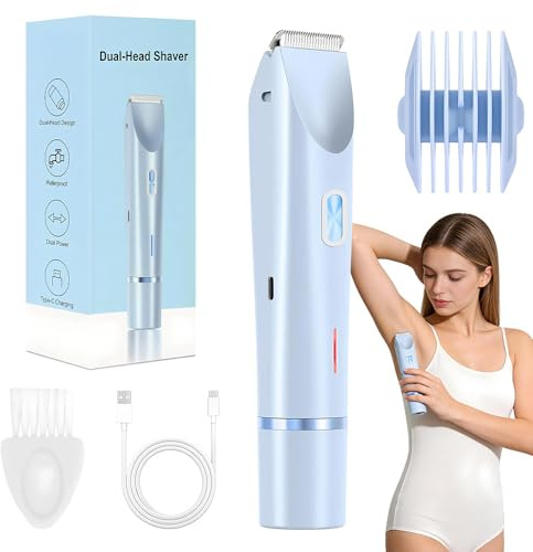 Mineup Rasoio Elettrico Donna, 2 in 1 Rasoio Intimo Ed Elettrico Per Donne, Rasoio Elettrico Da Donna, Ricaricabile Epilatore Elettrico Donna, Depilatore Corpo Per Corpo Ascelle Bikini