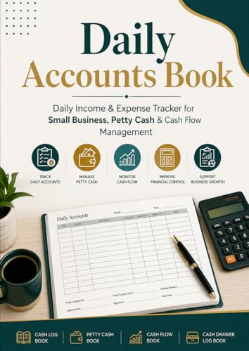 Daily Accounts Book UK: Income & Expense Ledger | Cash Drawer Log Book | Bookkeeping Record Book for Business Finances & Daily Transactions / A4 210 x 297 mm