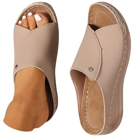 Ortopediska sandaletter, dam, sommartofflor, dam, eleganta sandaler med ergonomisk fotbädd, sommarskor, slip-on, sovskor, dam, sommar, pantoletter, mjuka sulor, strandsandaler, fiskmun