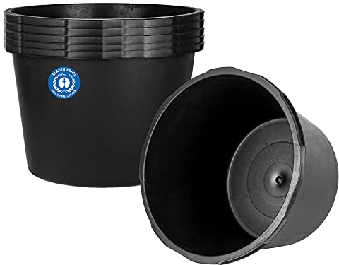 BigDean 5x Mörtelkübel 45 Liter Rund Miniteich Baueimer Mörtelkasten - Ø 50 cm x 33 cm - Speiswanne Zementwanne Mörtelwanne - Made in Germany - Blauer Engel
