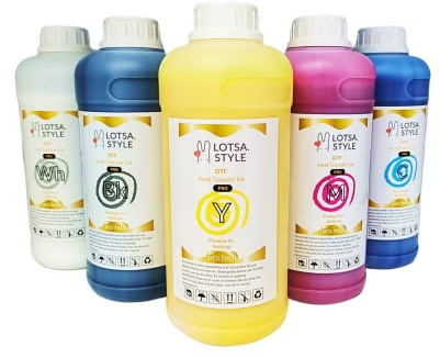LOTSA. STYLE Premium PRO DTF Ink Refill for Inkjet Printers Heat Transfer Film Printing, Large and Wide Format Commercial Edition (Large, CMYK Wh)