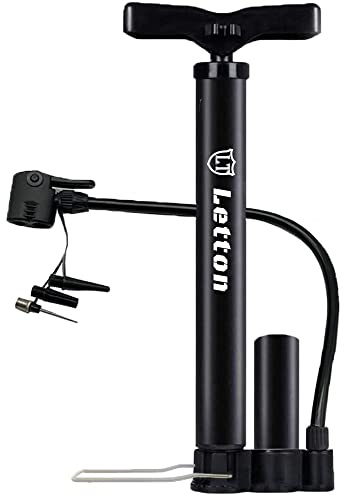 Letton Pompe à Pied Portable pour vélo avec Haute Pression pour Tous Les vélos, 11 bar/160 PSI avec valves Presta et Schrader, Mini Pompe à air pour vélo avec Aiguille à Bille Multifonction