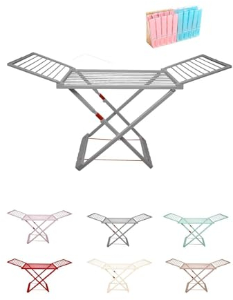 Jardin202 - Tendedero Plegable de Resina Incluye 20 Pinzas – Tendal Abatible Balcón para Interior y Exterior | Plegable (Gris)