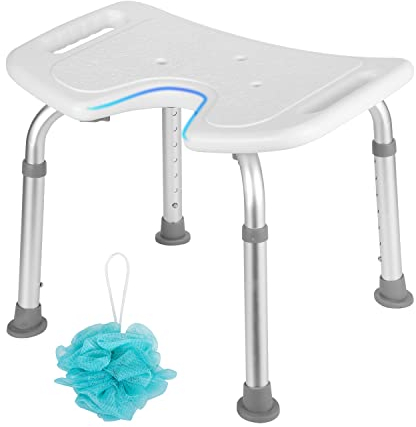 Gimisgu Duschhocker Badhocker U-förmiger Sitz Duschstuhl Höhenverstellbar 41-56cm Anti-Rutsch Duschsitz Badsitz Stabil Duschhilfe 136 Kg