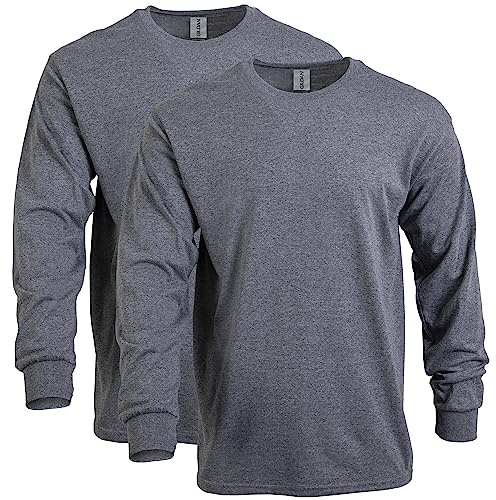 Gildan Unisex Adult Heavy Cotton Long Sleeve T-Shirt, Style G5400, 2-Pack, Graphite Heather, X-Large US