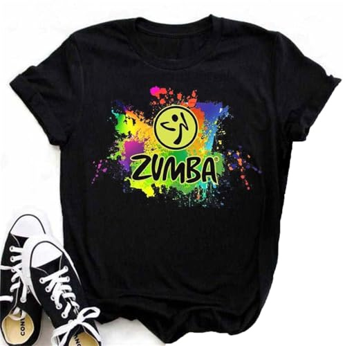 T-Shirt Graphique pour Femmes à Manches Courtes d'été pour Danse aérobic Sport col Rond Top décontracté pour Samba cha-cha Danse et entraînement Fitness