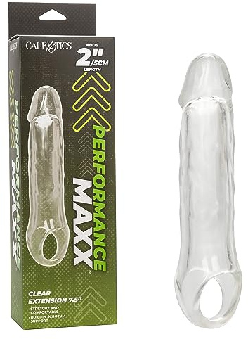 CalExotics Performance Maxx Clear Extension, Penis Sleeve with Solid Ultra-Soft 2 Inch add-ed Head 7.5 Inch